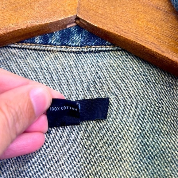 GAP - Denim Jean Cotton One Button Closure Long Sleeve Blazer Jacket Size Small - Picture 9 of 13